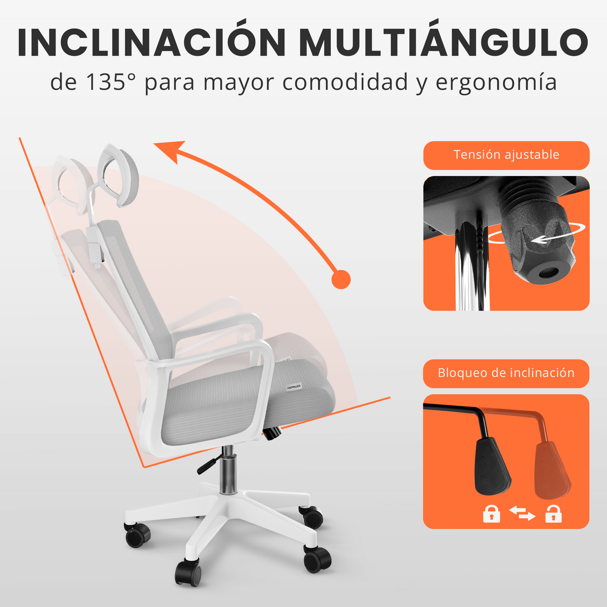 Silla escritorio ergonómica con reposacabezas