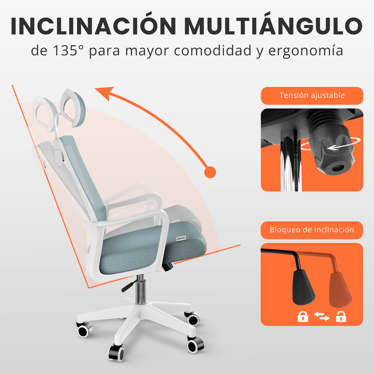 Silla escritorio ergonómica con reposacabezas