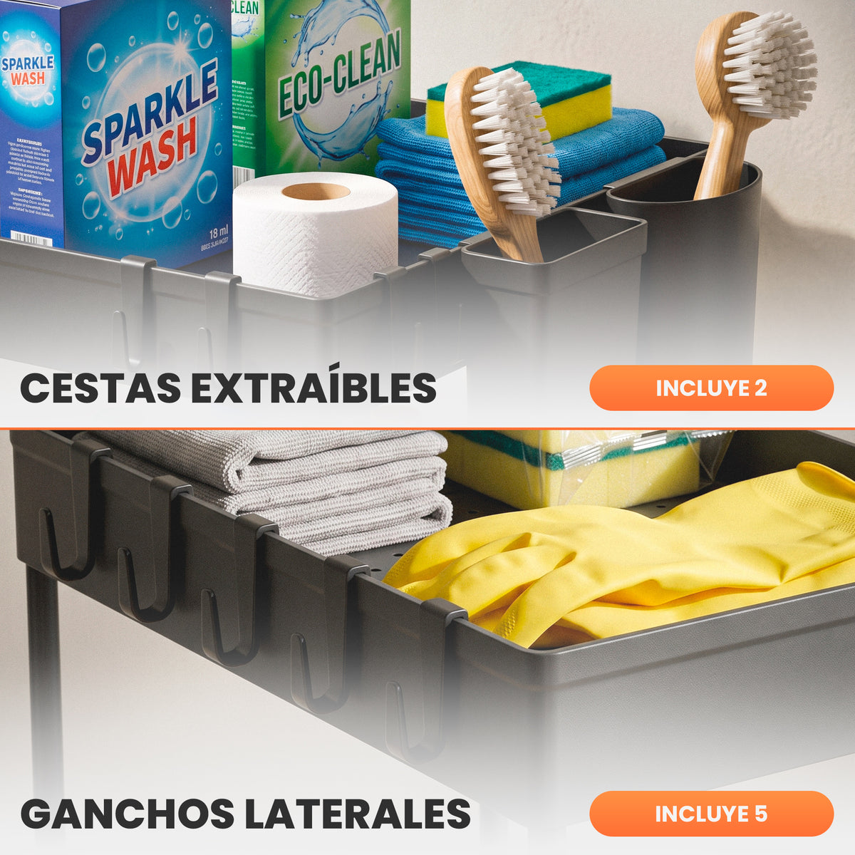 Pack de 2 organizadores para debajo del fregadero