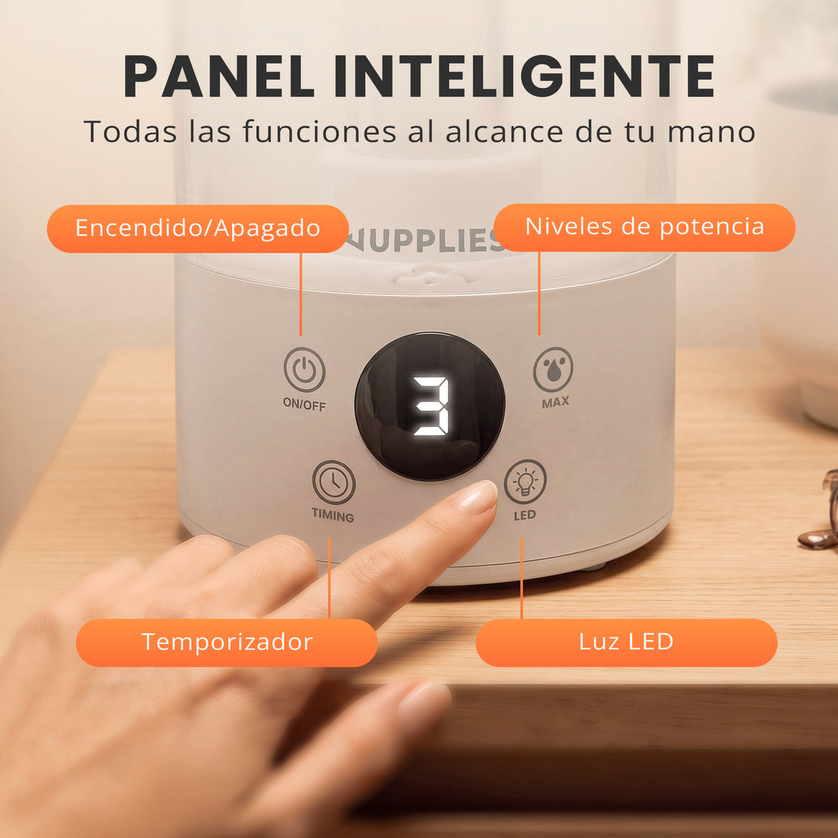 VIP - Humidificador ultrasónico 4L con doble salida y luz LED