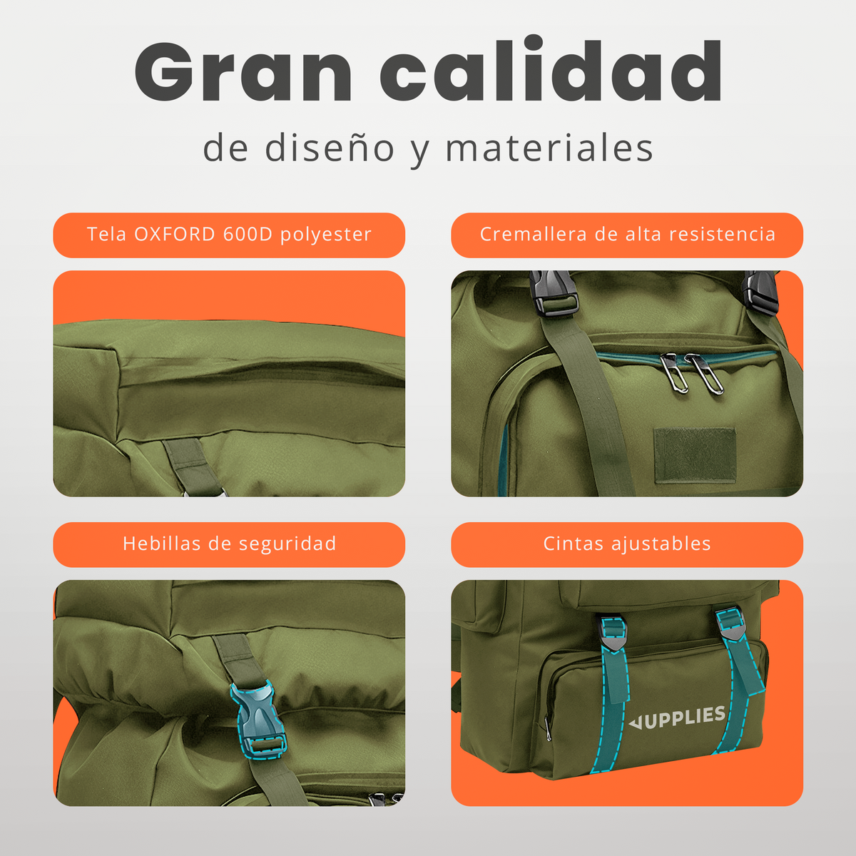 Mochila táctica profesional 80 L - Jupplies