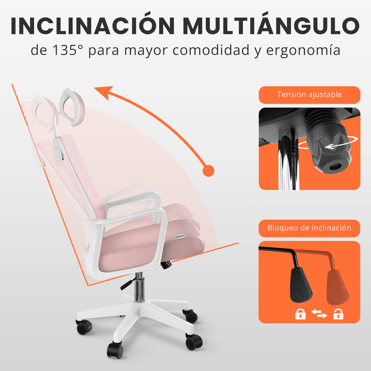 Silla escritorio ergonómica con reposacabezas