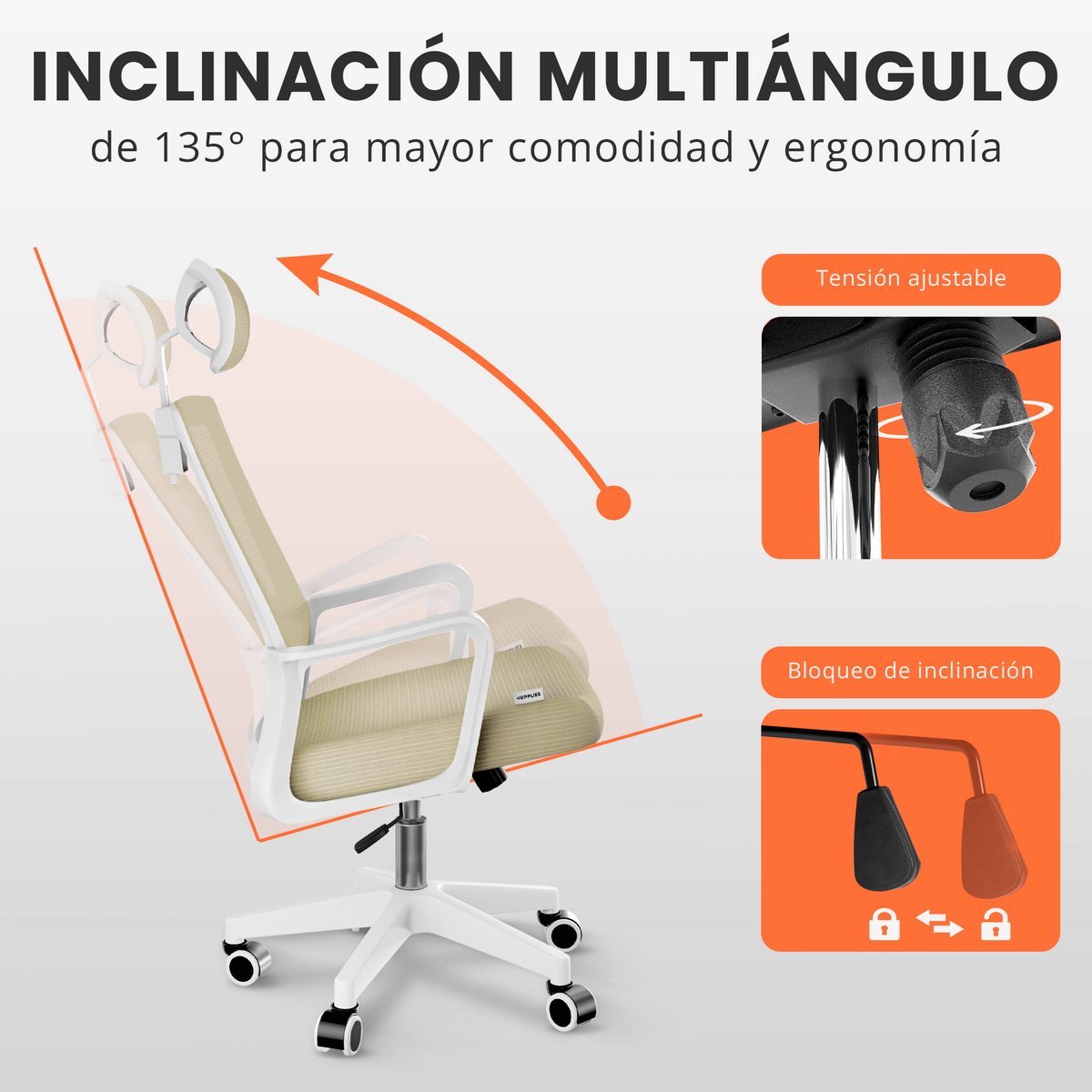 Silla escritorio ergonómica con reposacabezas