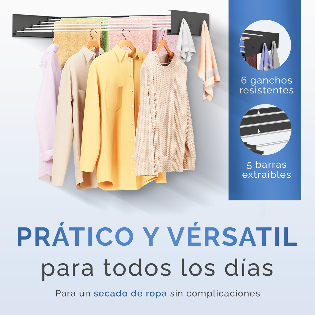 Tendedero plegable de pared con perchas - Jupplies