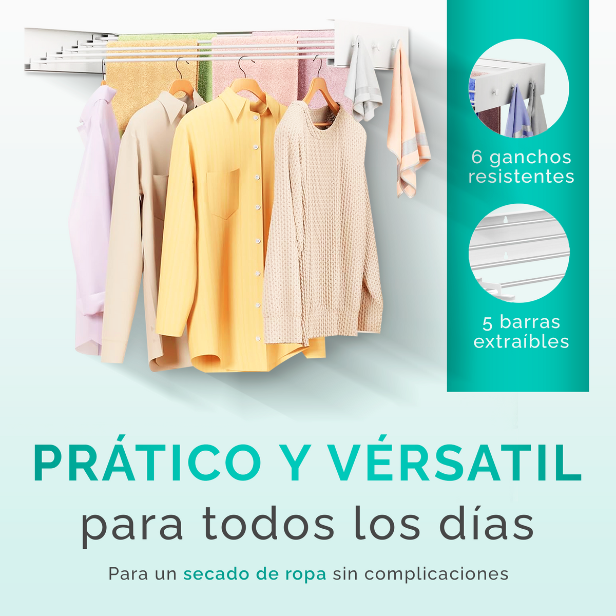 Tendedero plegable de pared con perchas - Jupplies