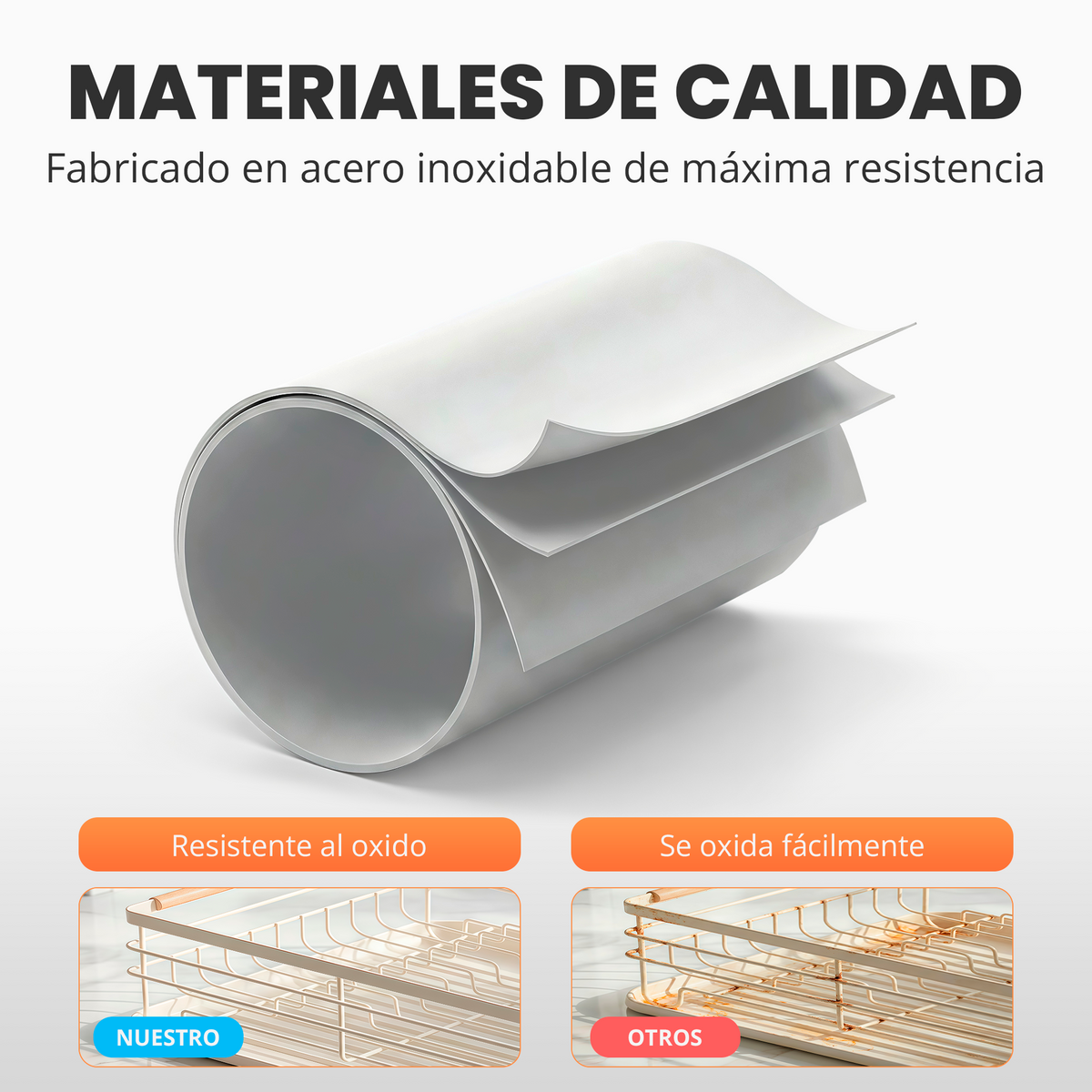 Escurreplatos con toques en madera