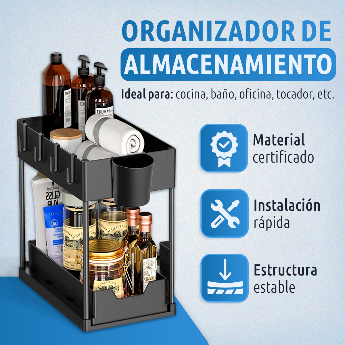 Pack de 2 organizadores para debajo del fregadero
