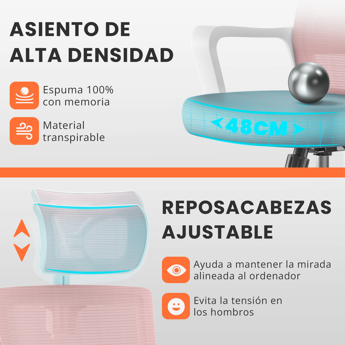 Silla escritorio ergonómica con reposacabezas