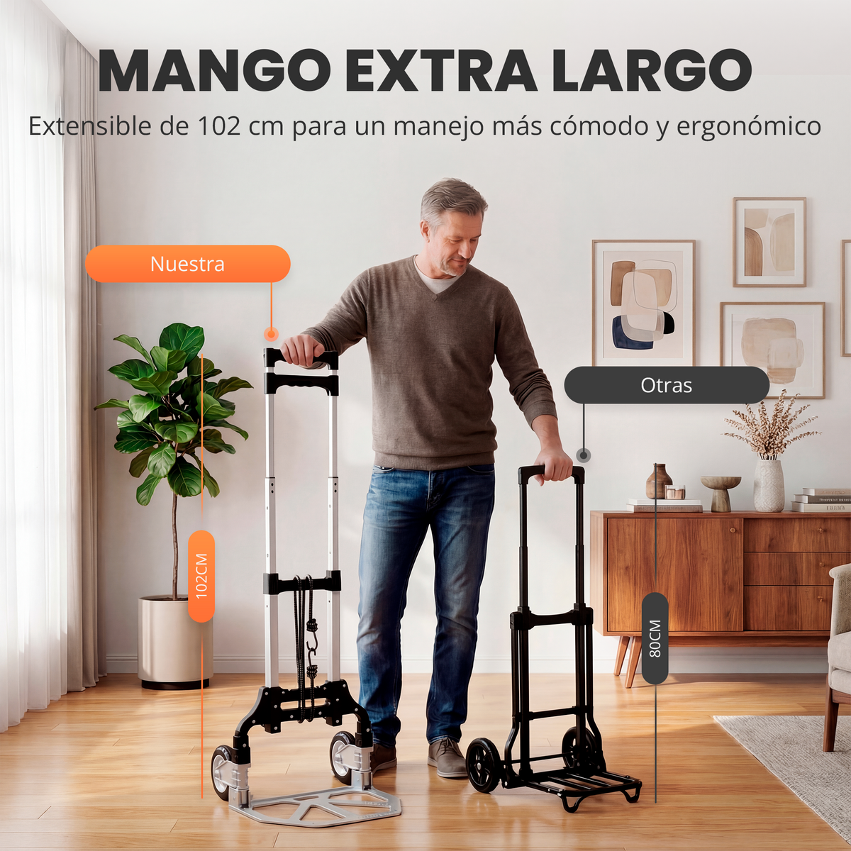 Carretilla plegable de aluminio + cuerda