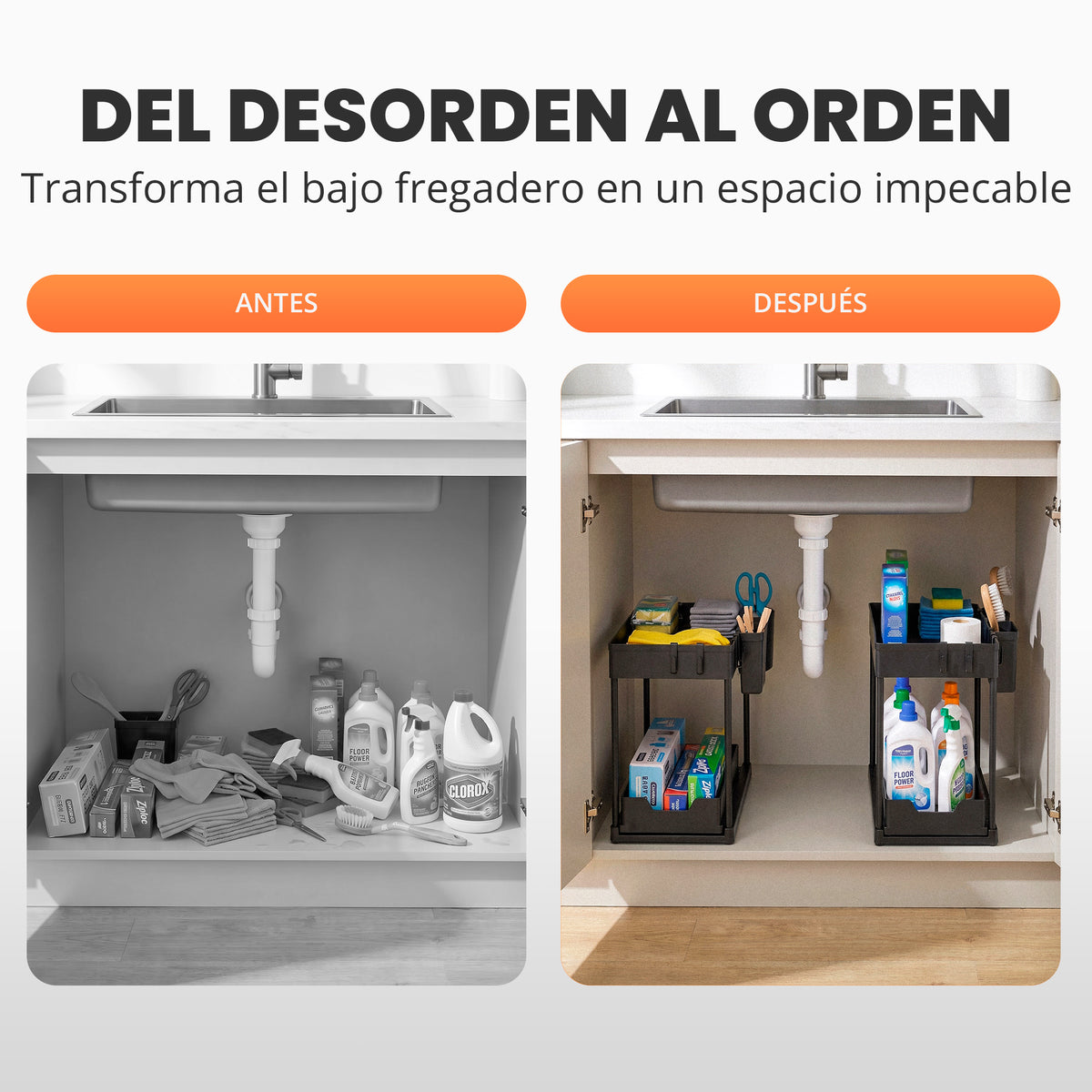 Pack de 2 organizadores para debajo del fregadero