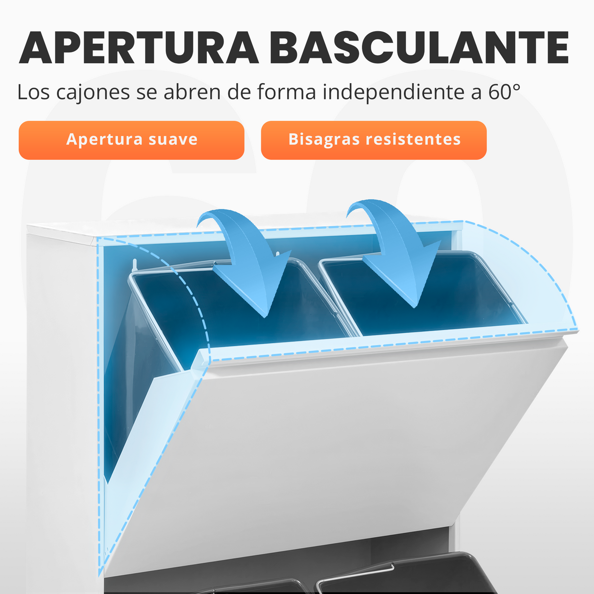 Cubo de basura y reciclaje de 4 compartimentos