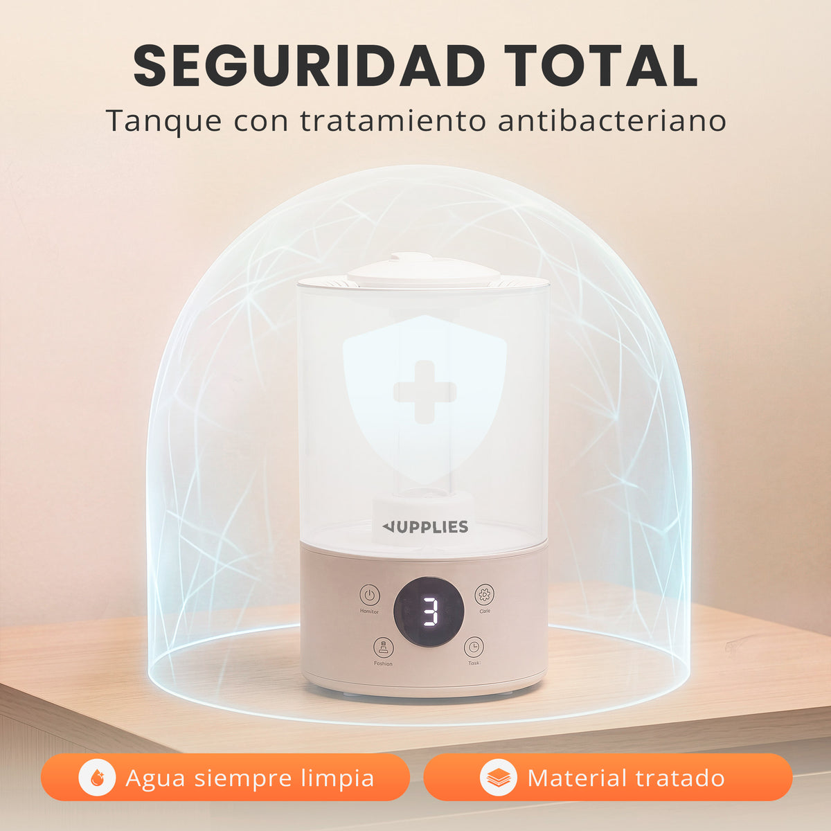 VIP - Humidificador ultrasónico 4L con doble salida y luz LED