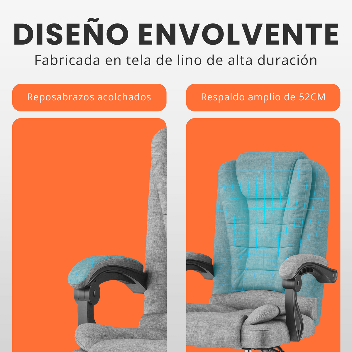 Silla de oficina ergonómica con masajeador lumbar