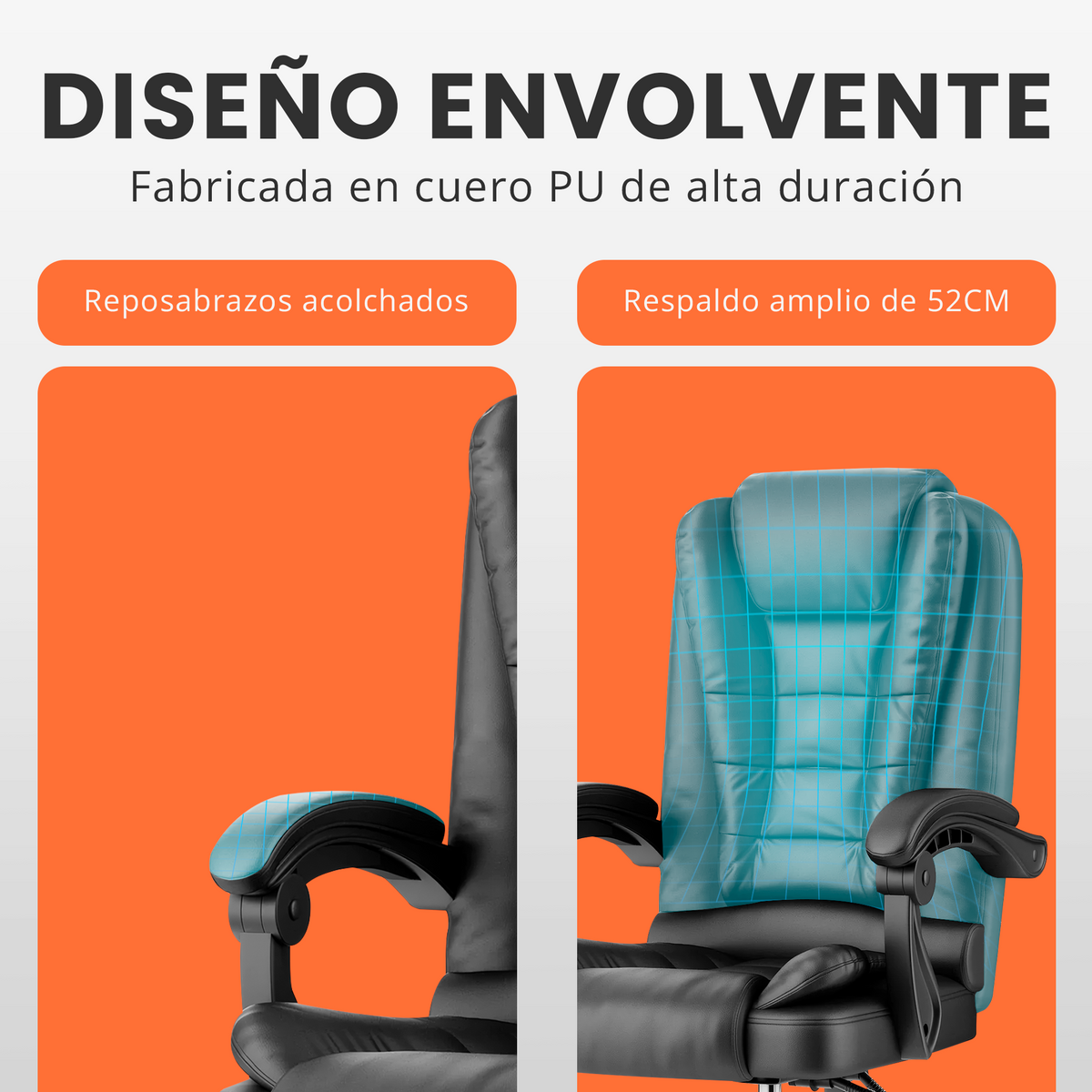 Silla de oficina ergonómica con masajeador lumbar