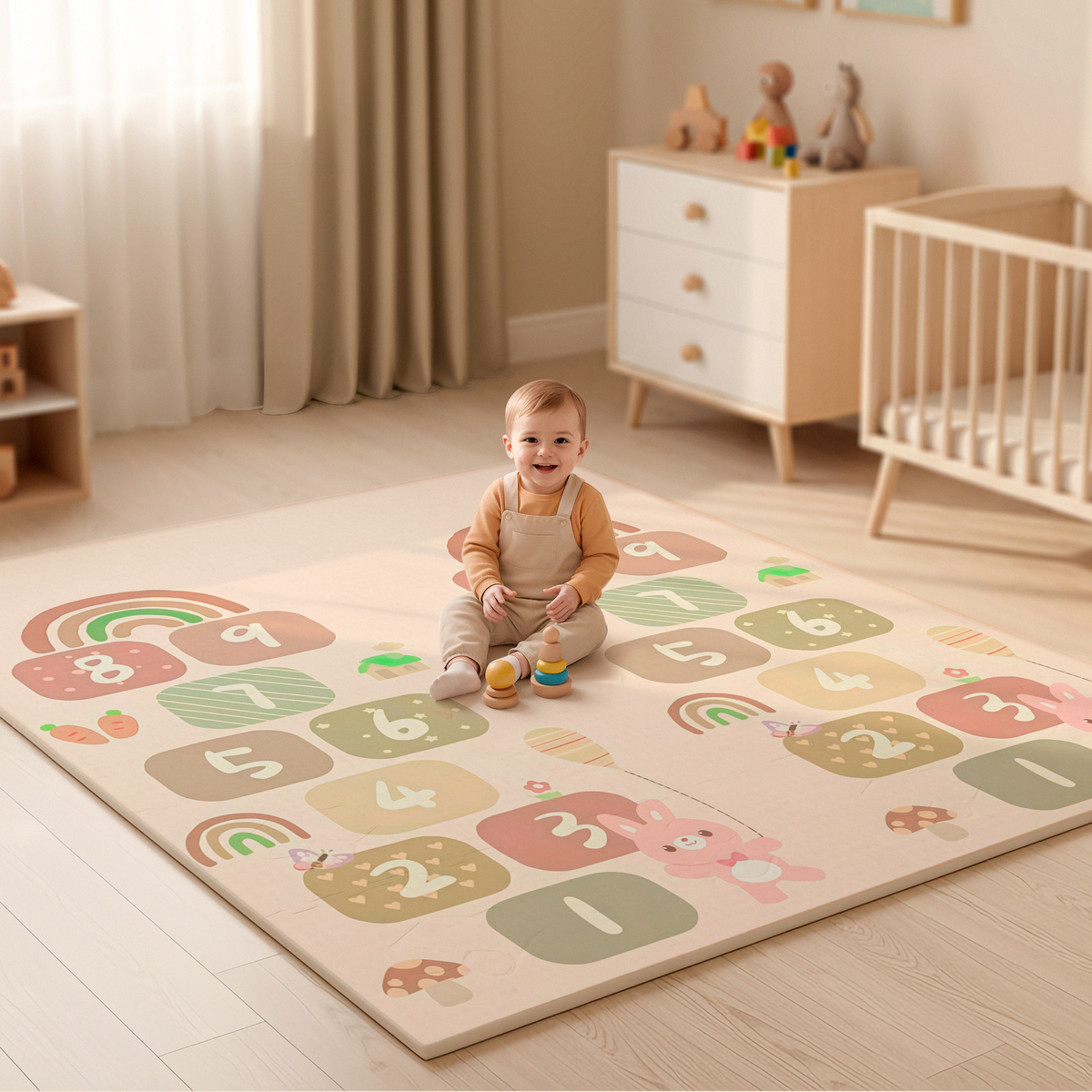 Alfombra bebé acolchada plegable (200x180cm y 1cm grosor) - Jupplies