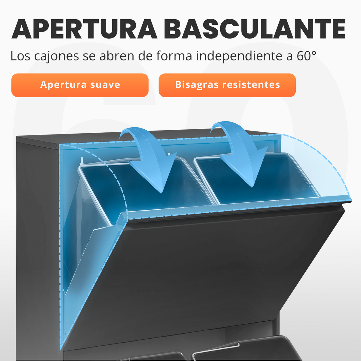 Cubo de basura y reciclaje de 4 compartimentos