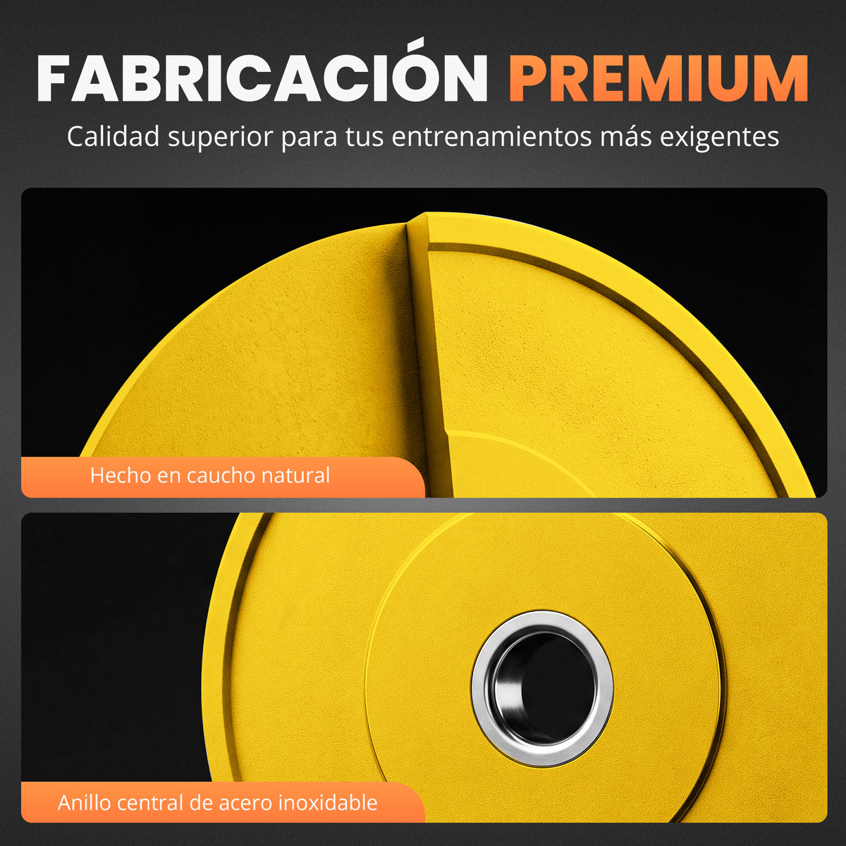 Discos olímpicos bumper de goma con buje de acero - Jupplies