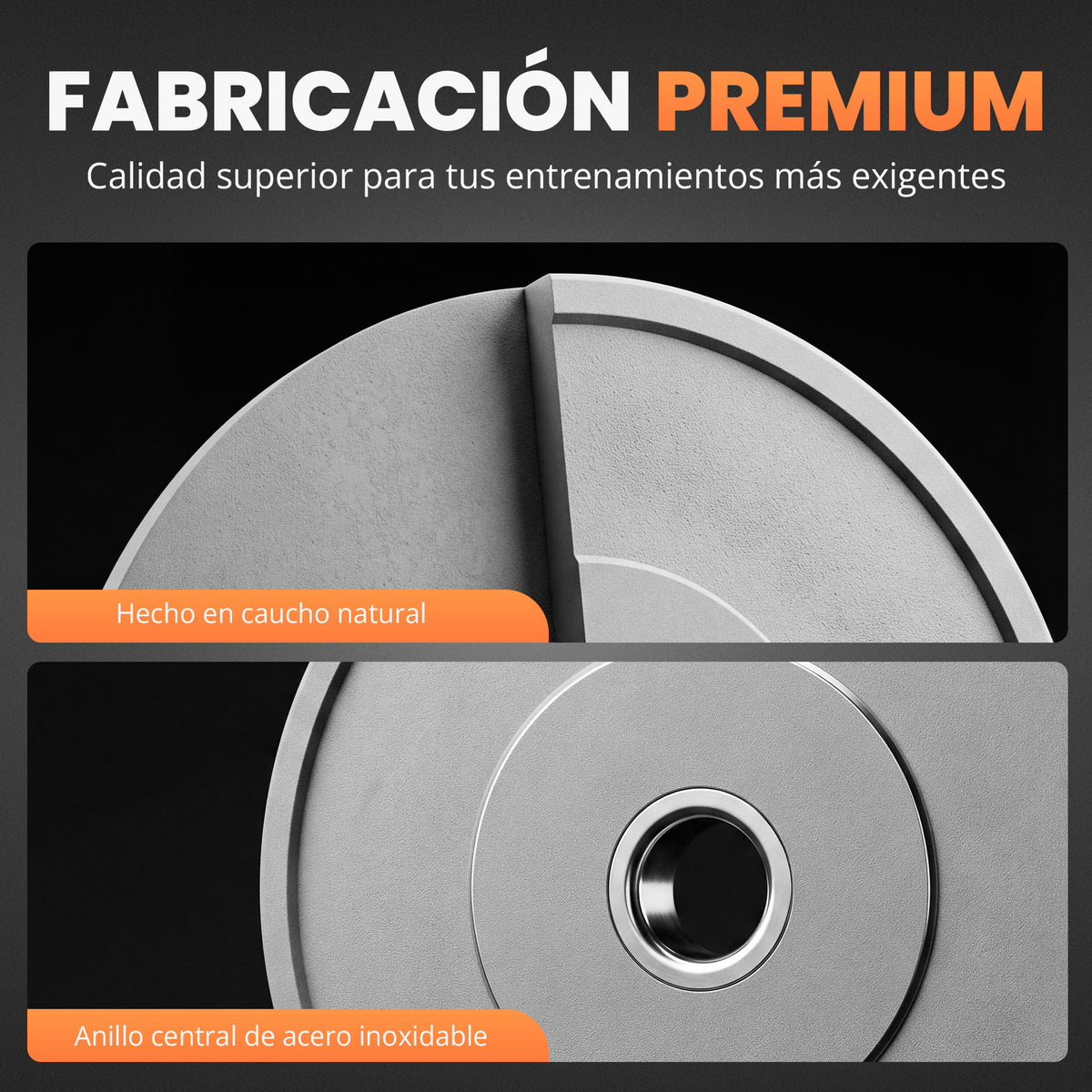 Discos olímpicos bumper de goma con buje de acero - Jupplies
