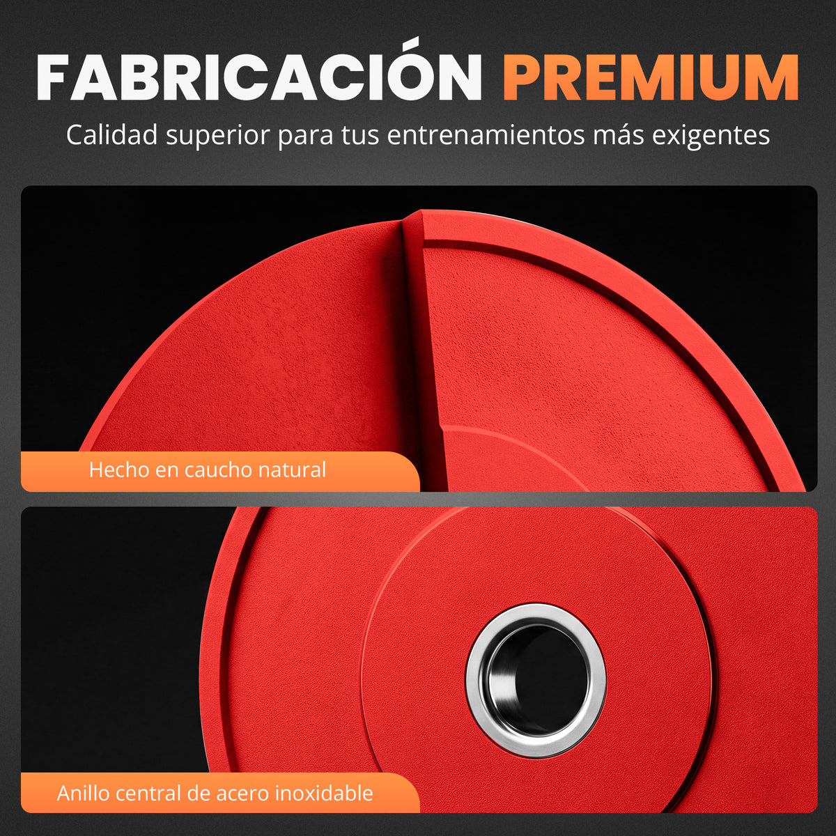 Discos olímpicos bumper de goma con buje de acero - Jupplies