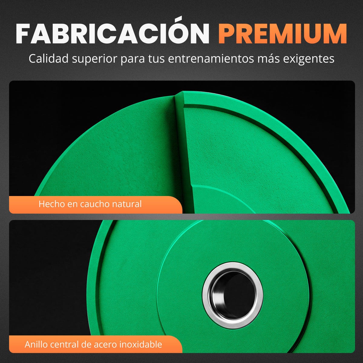 Discos olímpicos bumper de goma con buje de acero - Jupplies