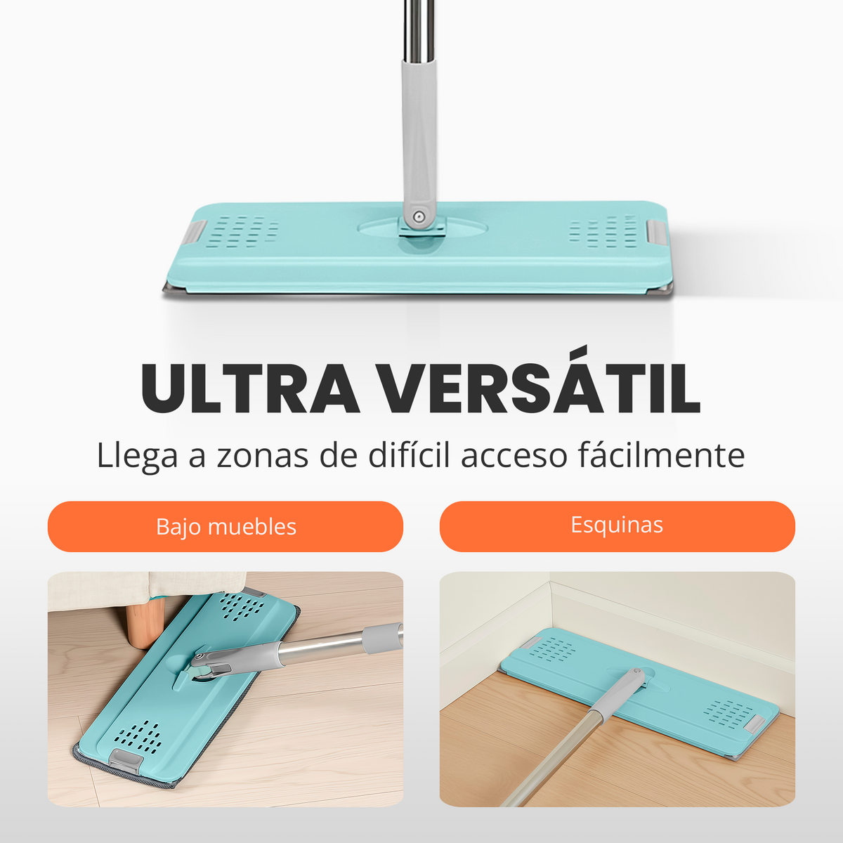Set de mopa plana con cubo doble y repuestos de microfibra
