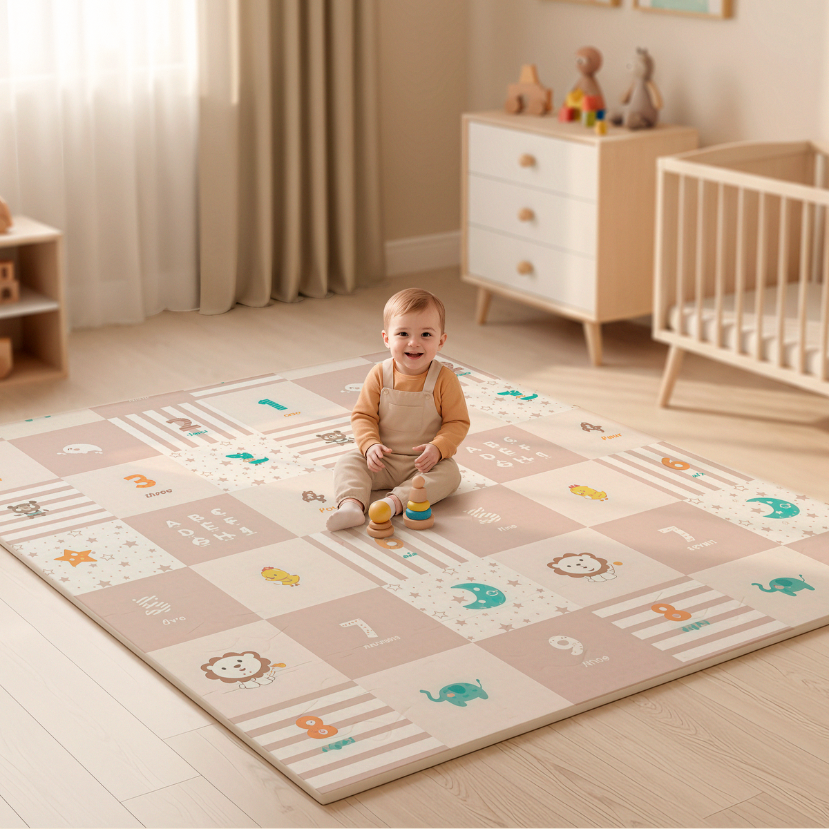 Alfombra bebé acolchada plegable (200x180cm y 1cm grosor) - Jupplies