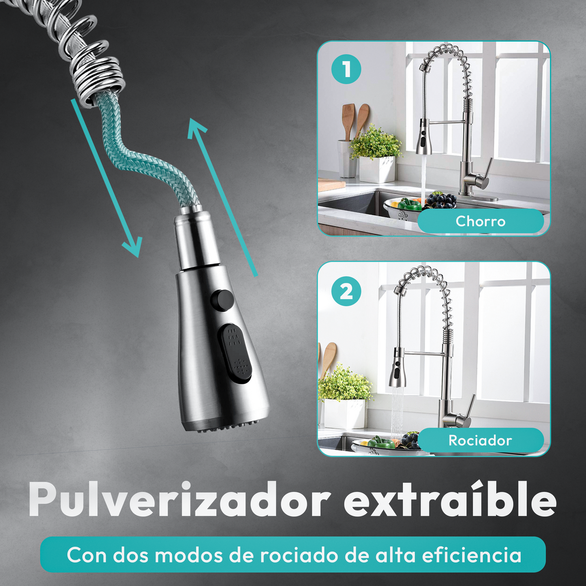 VIP - Grifo de cocina profesional extraíble y giratorio - Jupplies