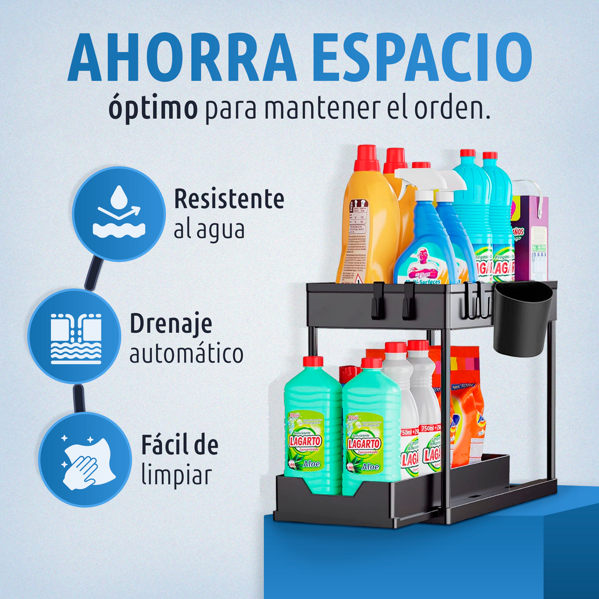 Pack de 2 organizadores para debajo del fregadero