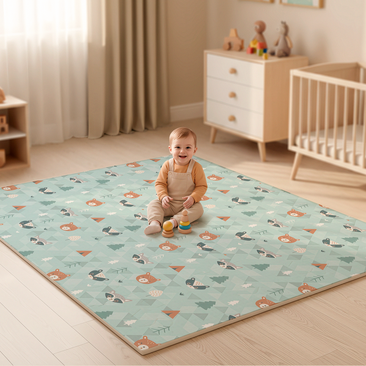 Alfombra bebé acolchada plegable (200x180cm y 1cm grosor) - Jupplies