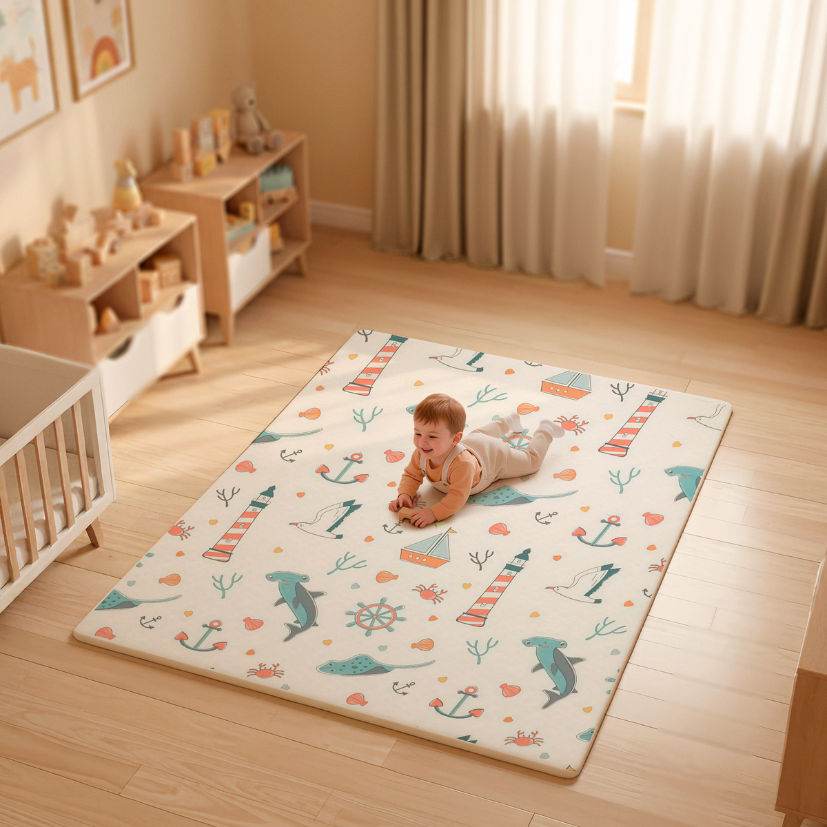 Alfombra bebé acolchada plegable (200x180cm y 1cm grosor) - Jupplies