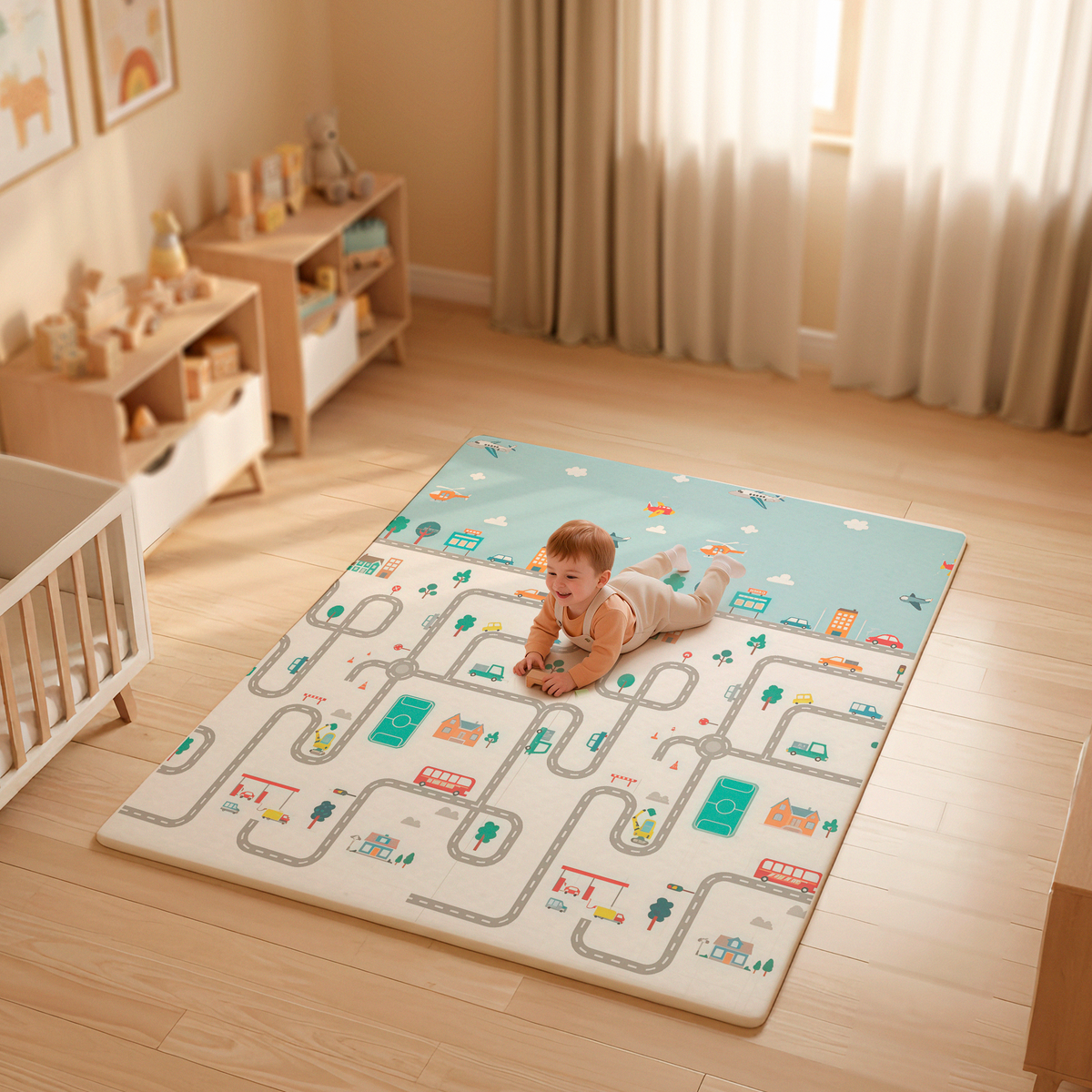 Alfombra bebé acolchada plegable (200x180cm y 1cm grosor) - Jupplies