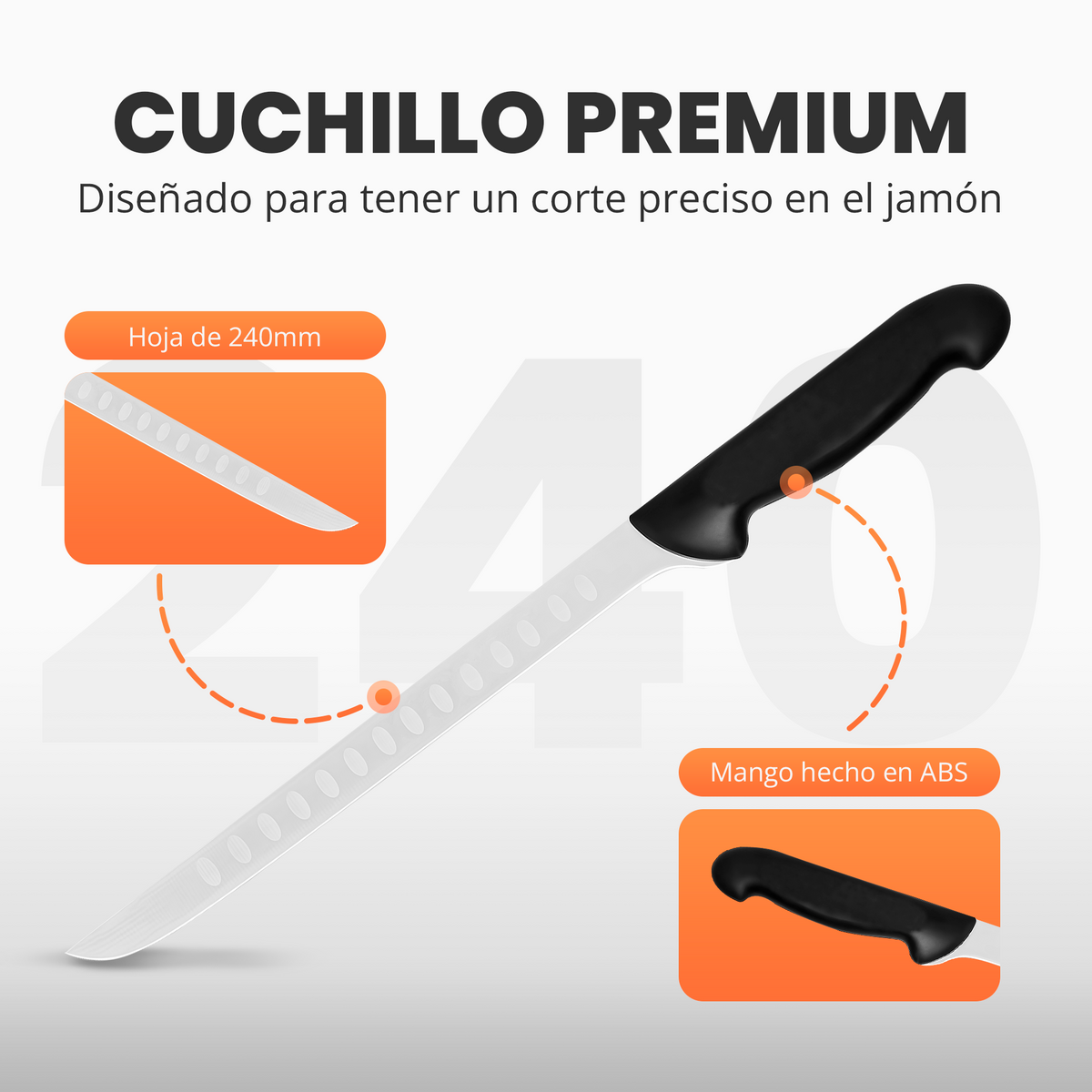 Jamonero premium Jupplies con cuchillo y afilador – sistema giratorio y basculante