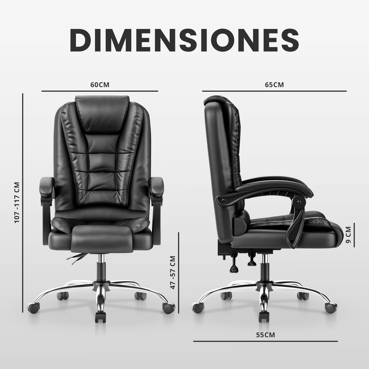 Silla de oficina ergonómica con masajeador lumbar