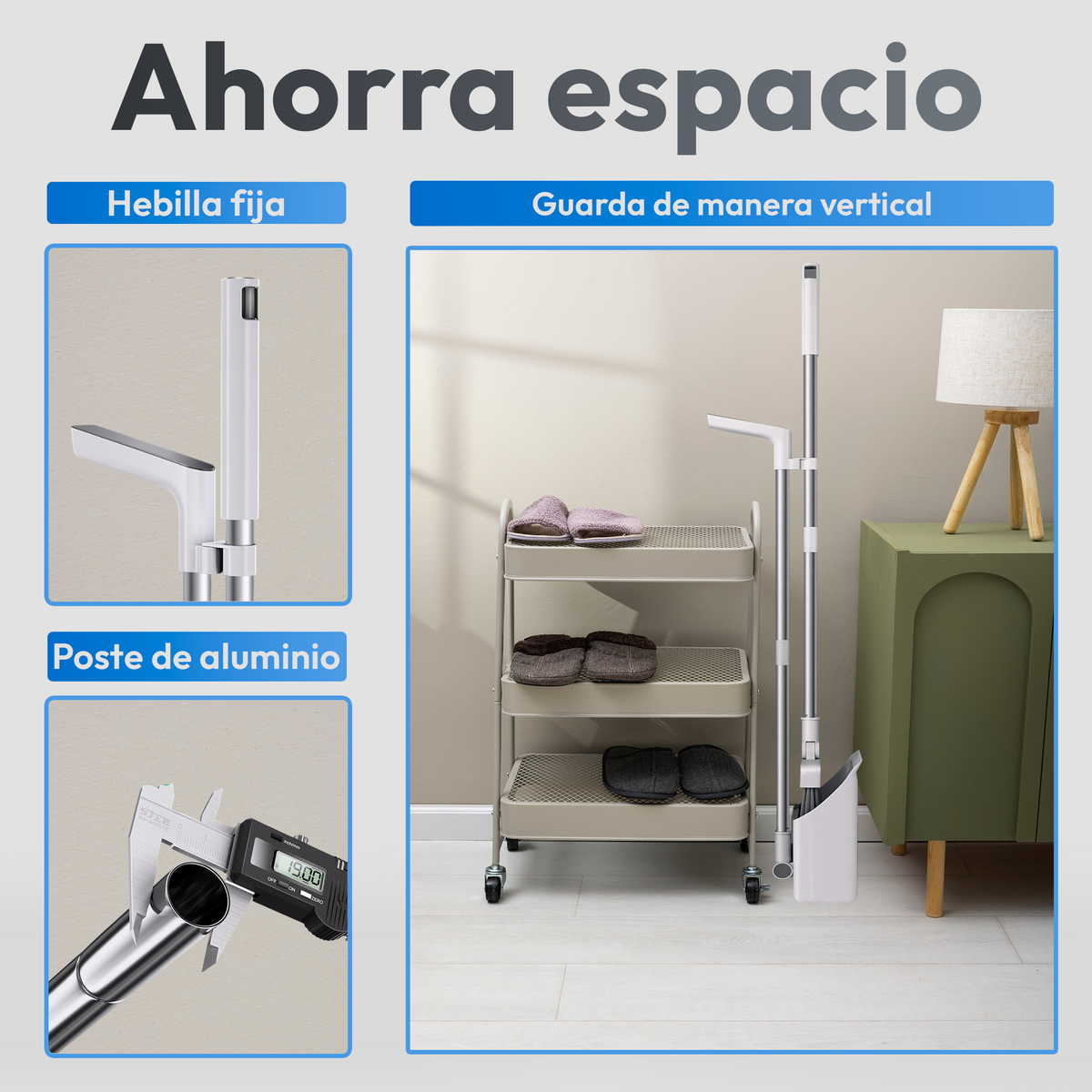 Escoba 3 en 1 - recogedor + función oculta