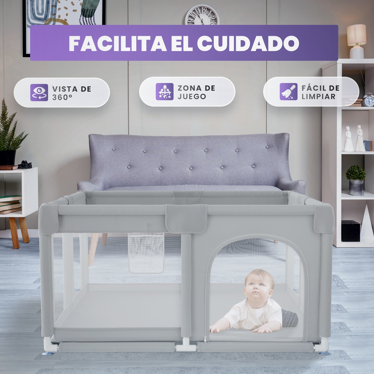 Parque infantil para bebé 120x120 cm económico y plegable | sin adicionales