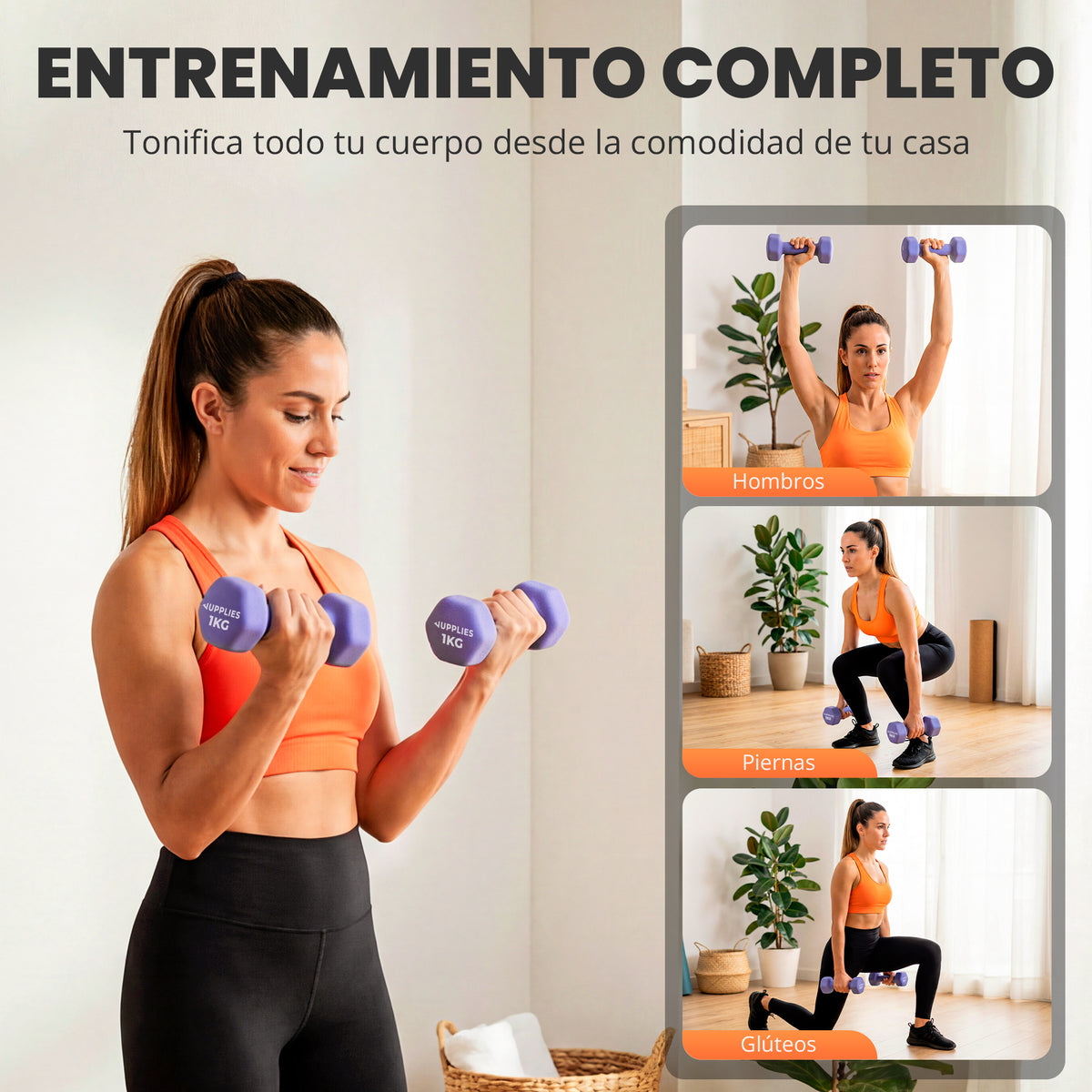 Rack + pack de mancuernas de neopreno Jupplies