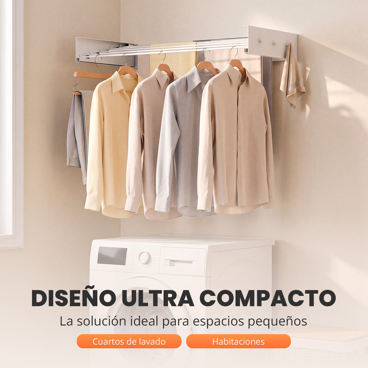 Estendal dobrável de parede com cabides - Jupplies