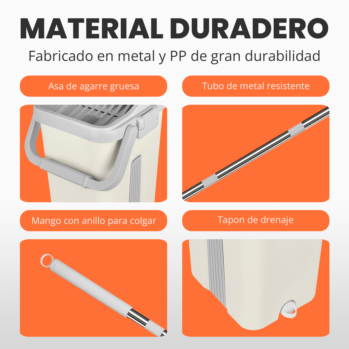 Set de mopa plana con cubo doble y repuestos de microfibra