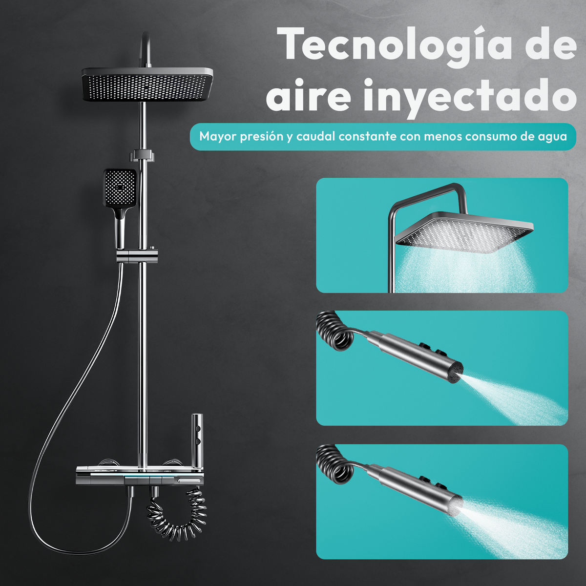 Set de ducha de lujo con control de temperatura y iluminación LED