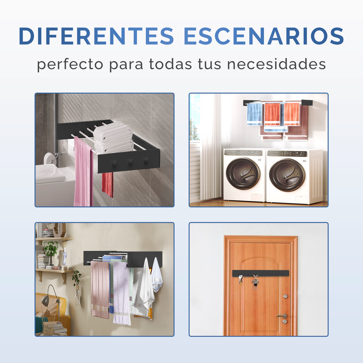 Tendedero plegable de pared con perchas - Jupplies