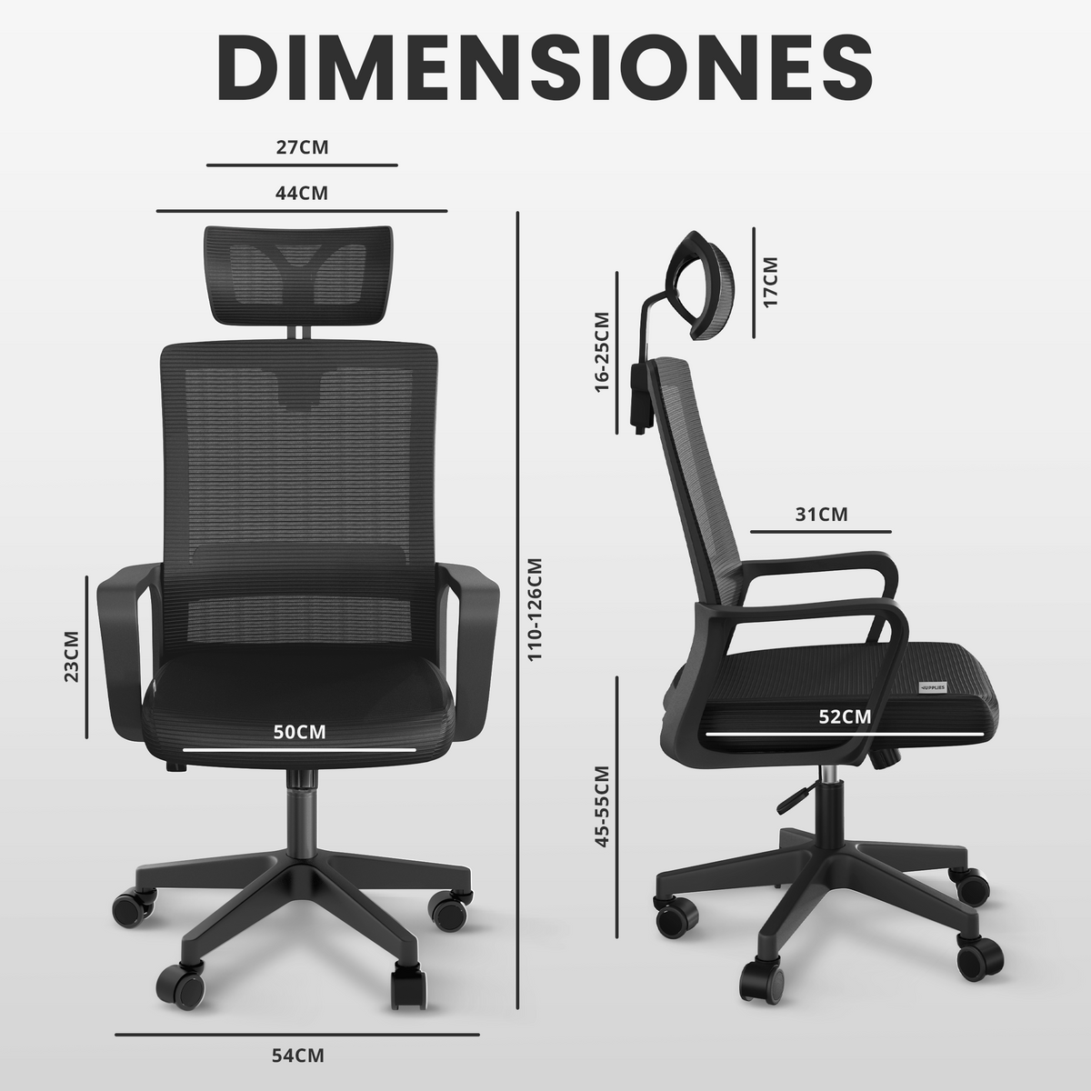 Silla escritorio ergonómica con reposacabezas