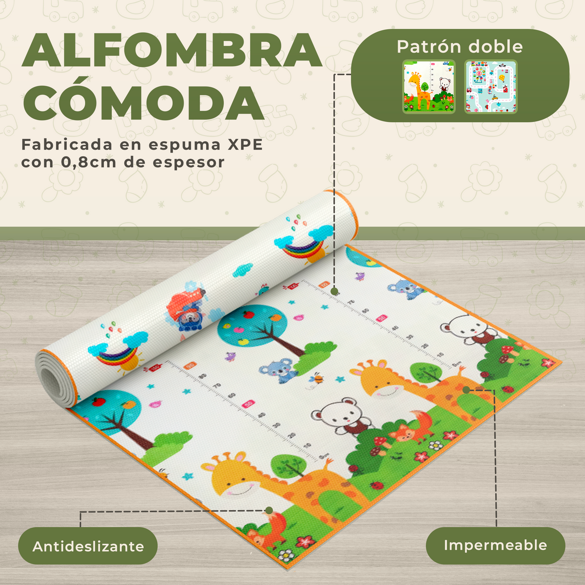 Parque infantil para bebé 120x120 cm con alfombra acolchada | incluye alfombra