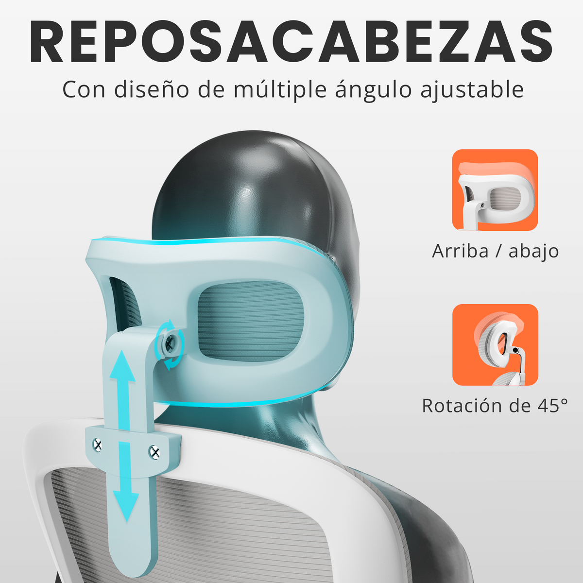 Silla escritorio ergonómica con reposacabezas y reposabrazos elevables
