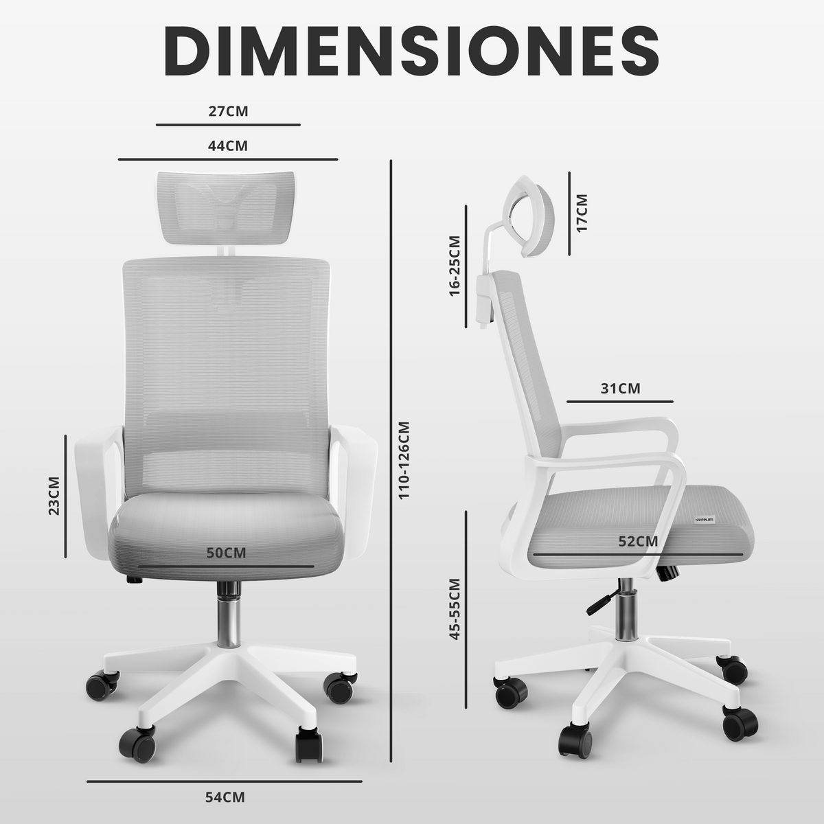 Silla escritorio ergonómica con reposacabezas