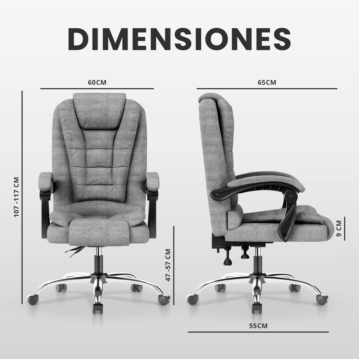 Silla de oficina ergonómica con masajeador lumbar