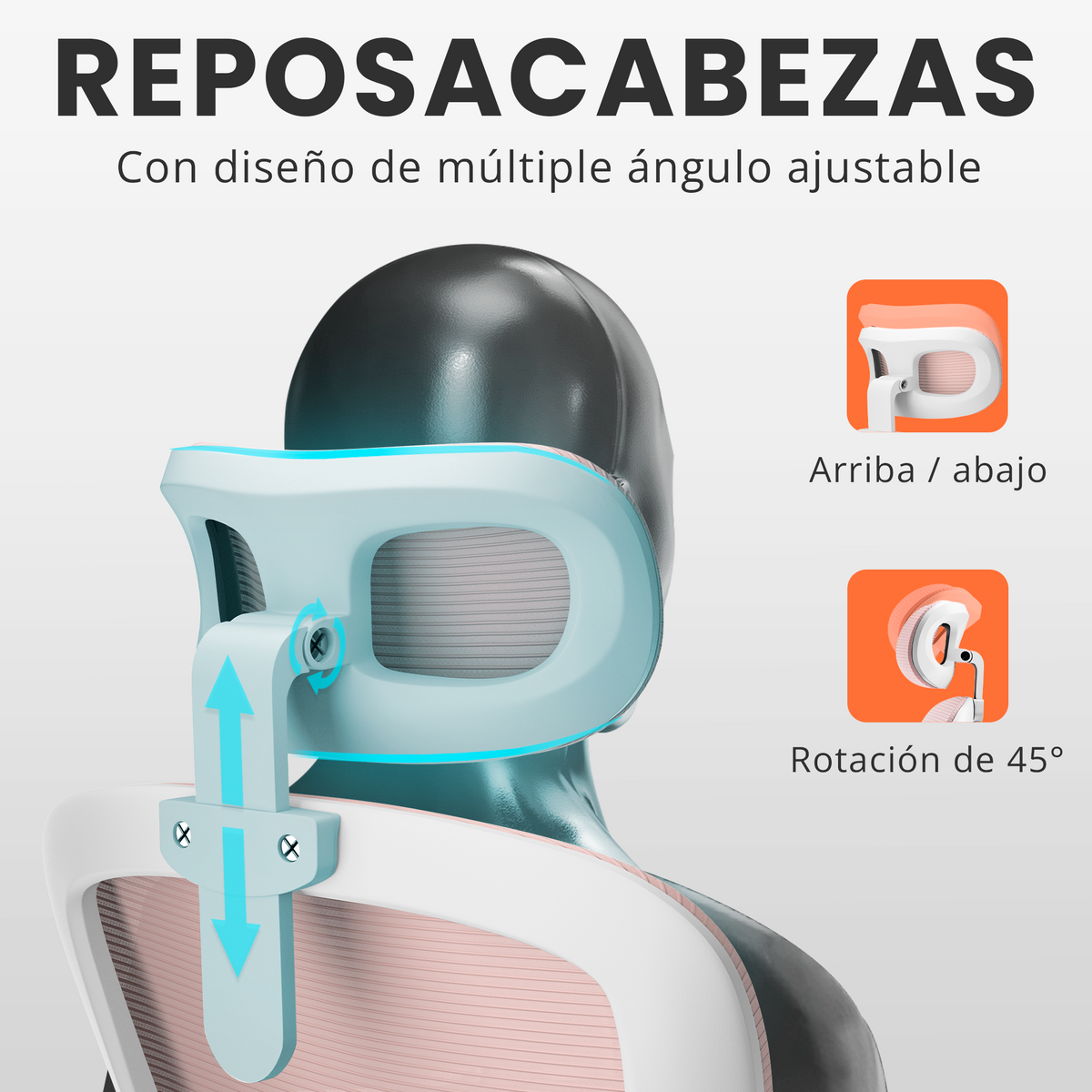 Silla escritorio ergonómica con reposacabezas y reposabrazos elevables