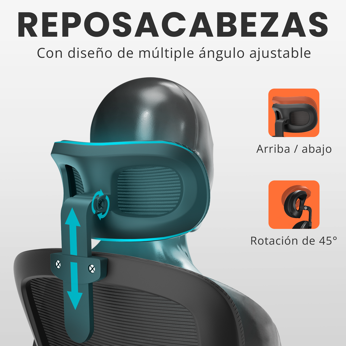 Silla escritorio ergonómica con reposacabezas y reposabrazos elevables
