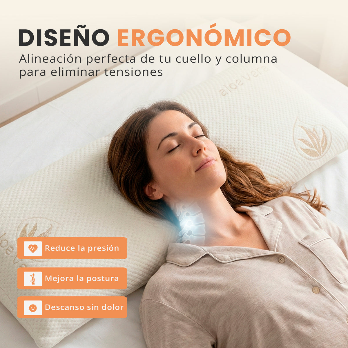 Almohada cervical ergonómica Aloe Vera