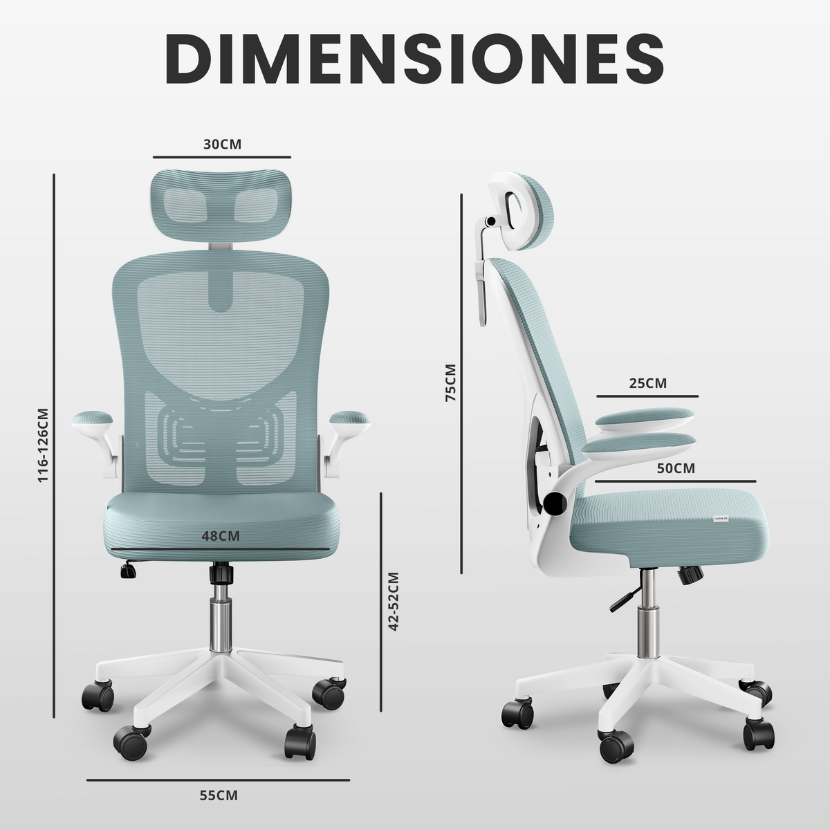 Silla escritorio ergonómica con reposacabezas y reposabrazos elevables