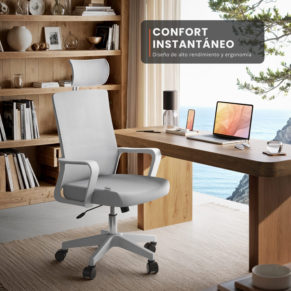Silla escritorio ergonómica con reposacabezas